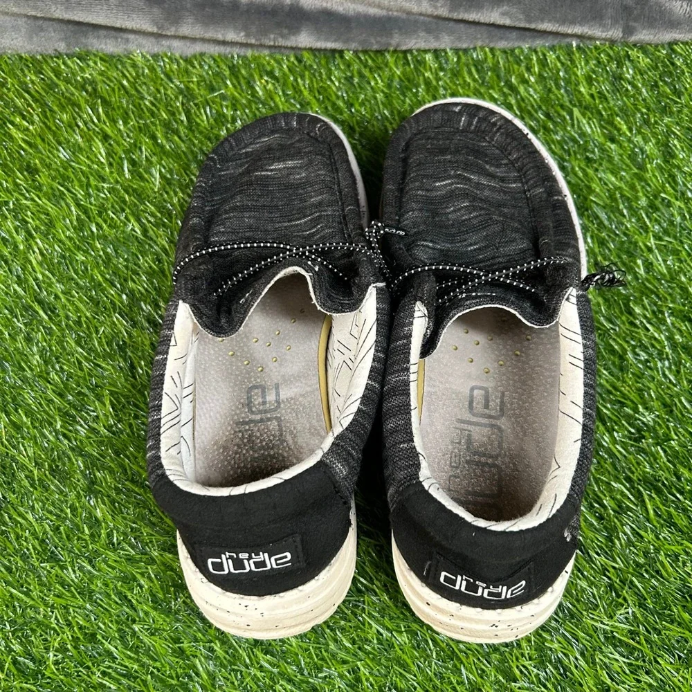 Hey Dude Wally Stretch Shoes Slip On Loafers Comfort‎ Casual Black Womens size 7